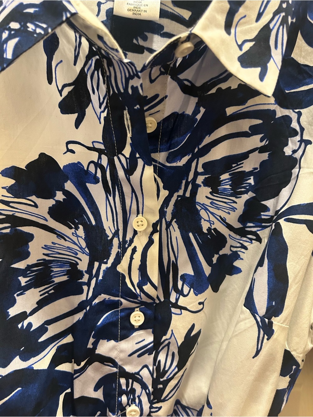 DKNY White Midi Dress with Blue Floral Print and Tie Belt - Picture 4 of 7